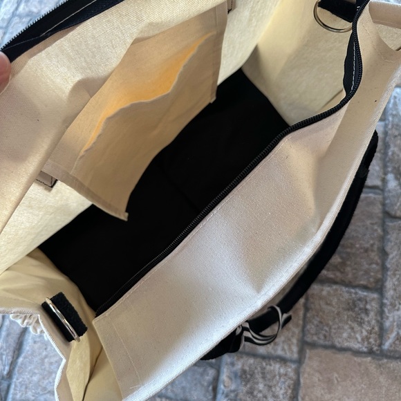 Never Used Black Cream Tote Bag with “C” on one side - Picture 6 of 7